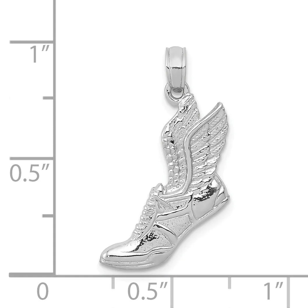 14k White Gold Winged Running Shoe Pendant