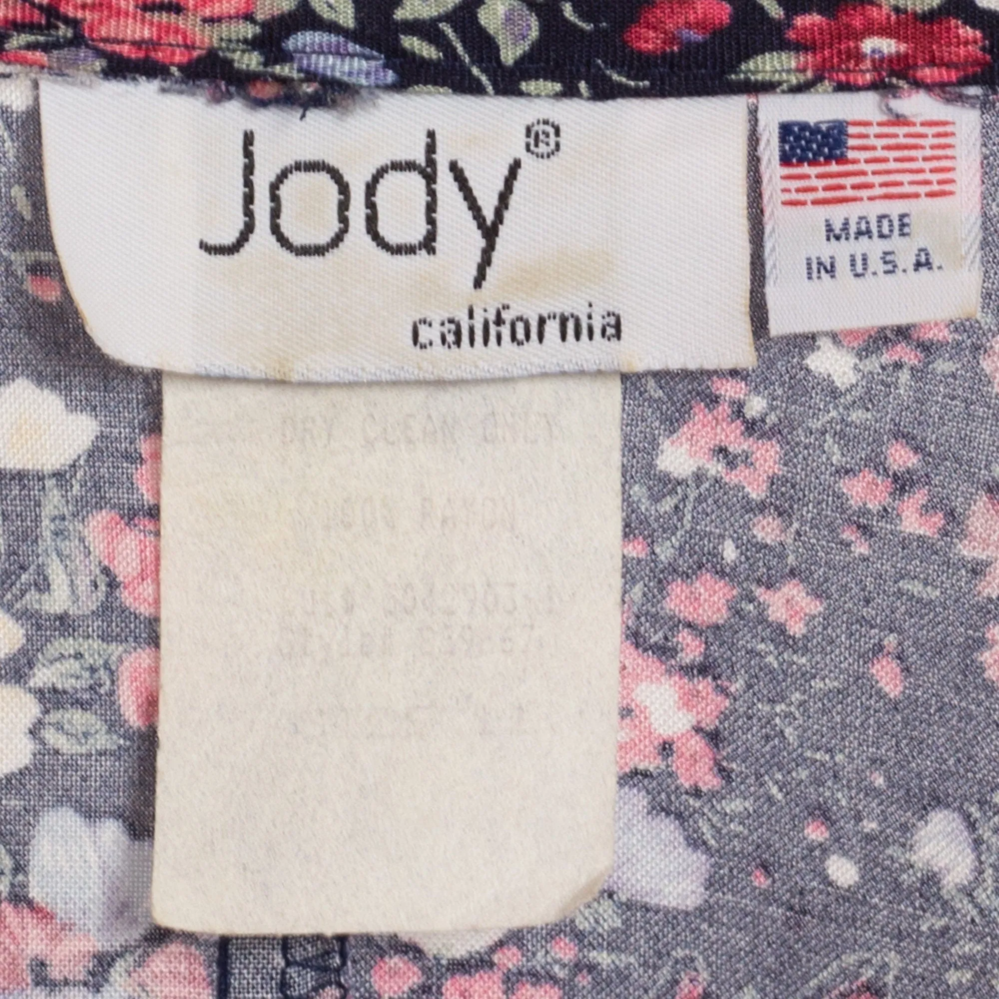 80s Jody California Navy Floral Button Up Romper - Small to Large