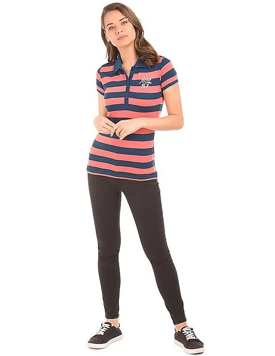 Aeropostale Striped Jersey Polo Shirt