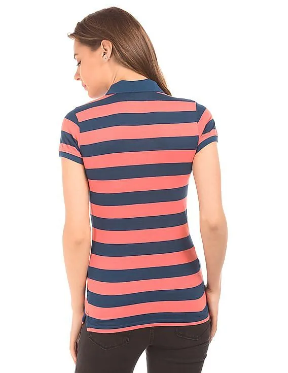 Aeropostale Striped Jersey Polo Shirt