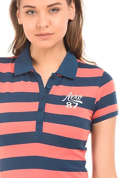 Aeropostale Striped Jersey Polo Shirt