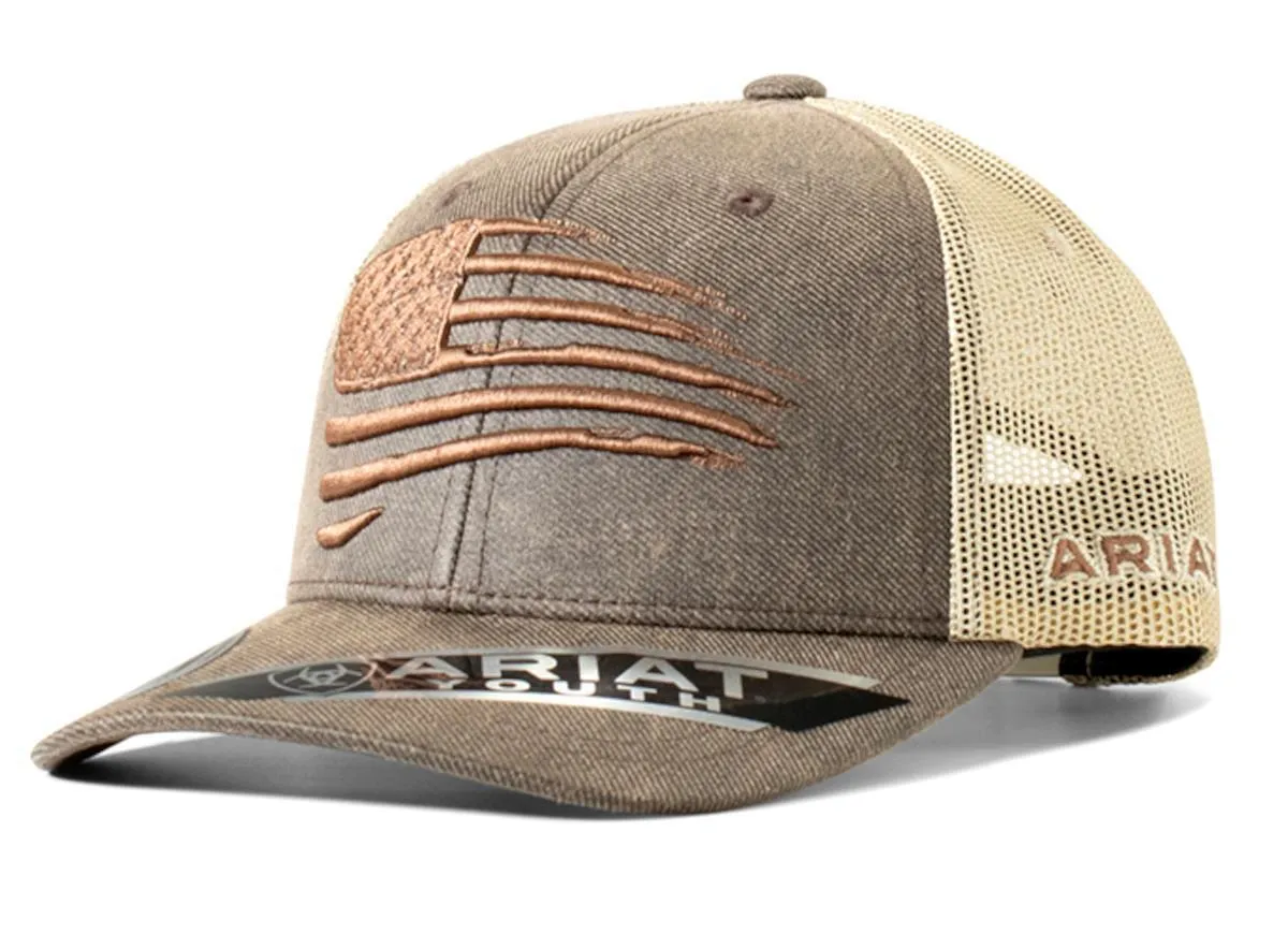 Ariat Brown Flag Youth Hat