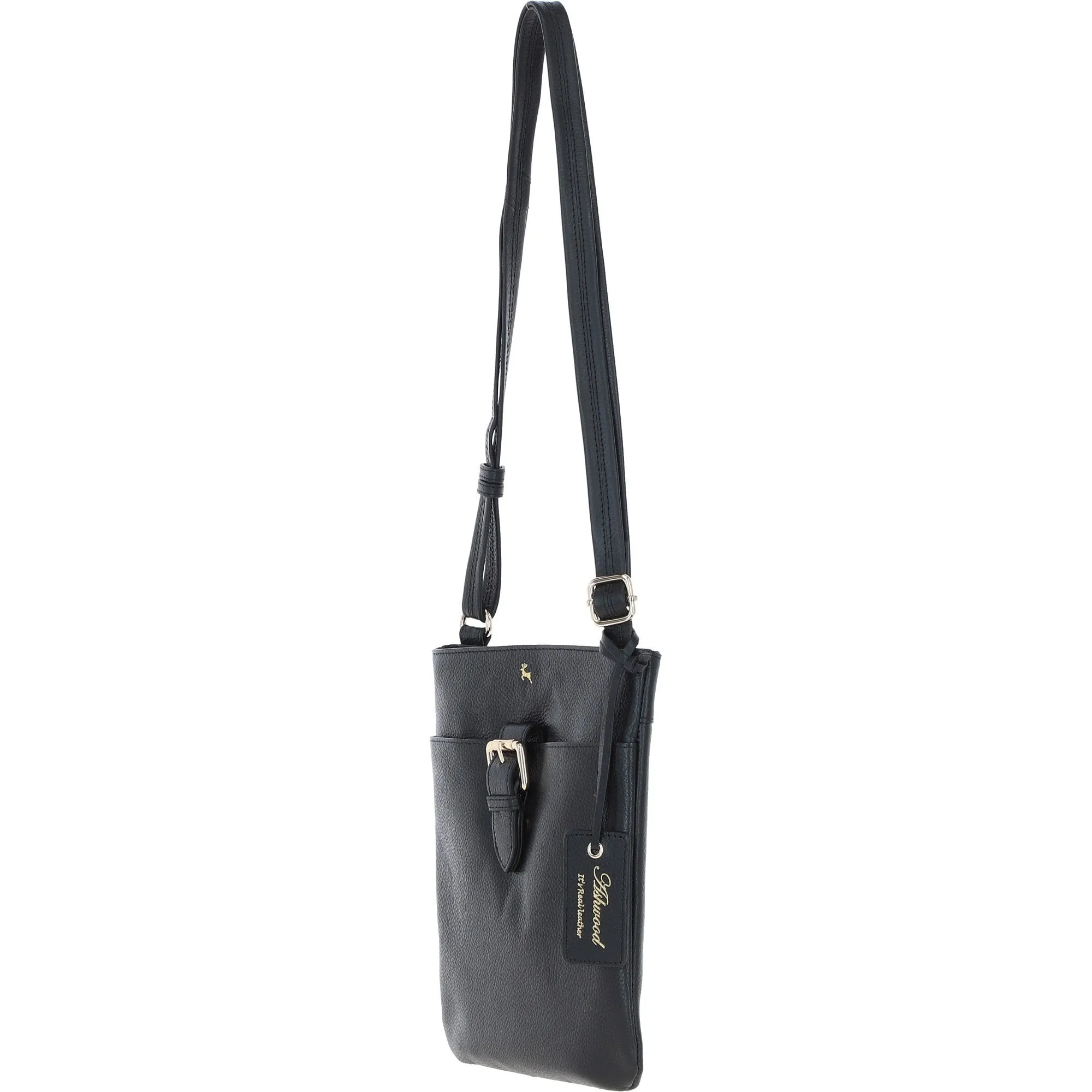 Ashwood Leather Smart Tab Cross Body Bag Black: 63621/Tab