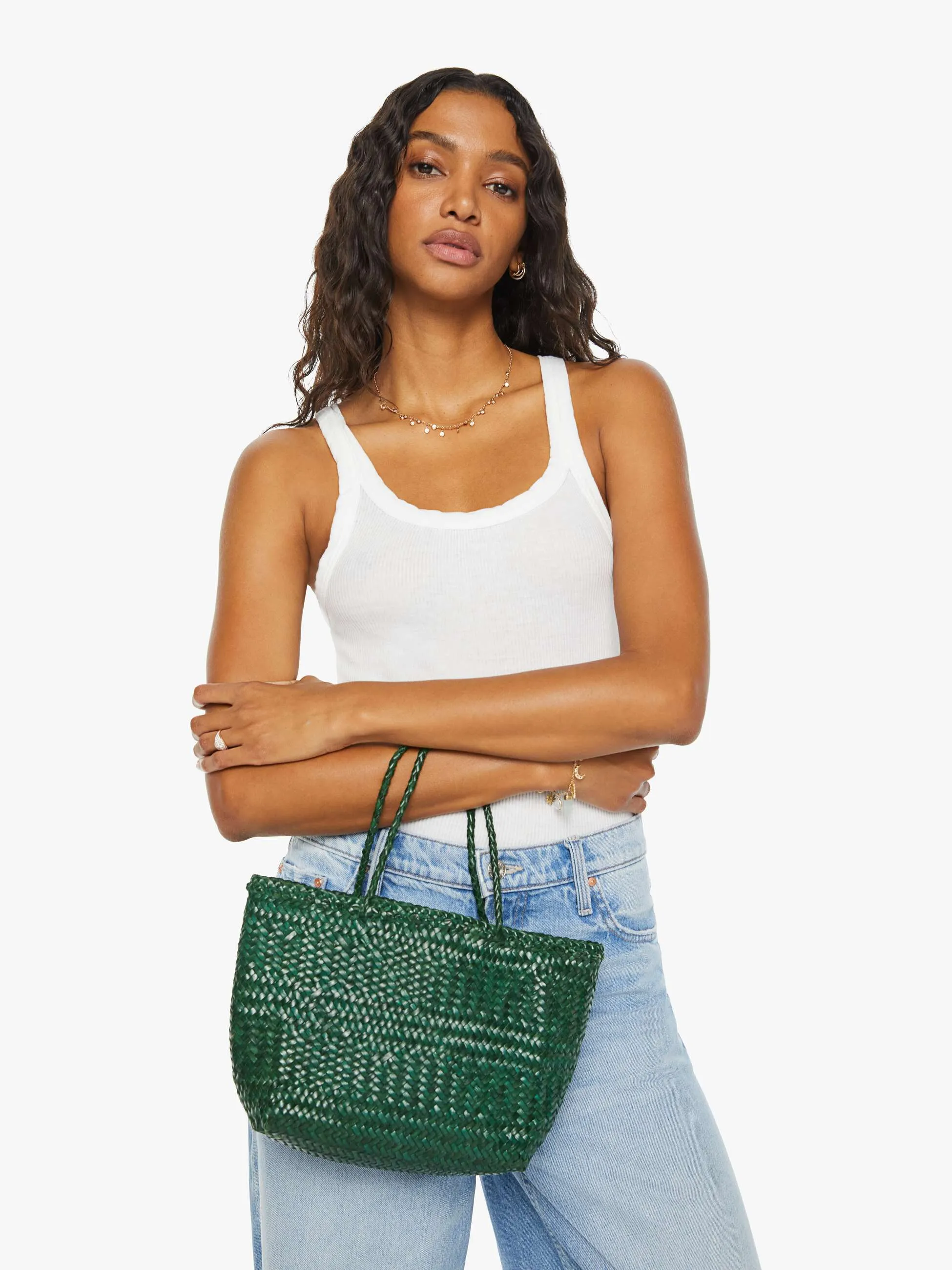 Basket Case Mini Leather Bag - Forest