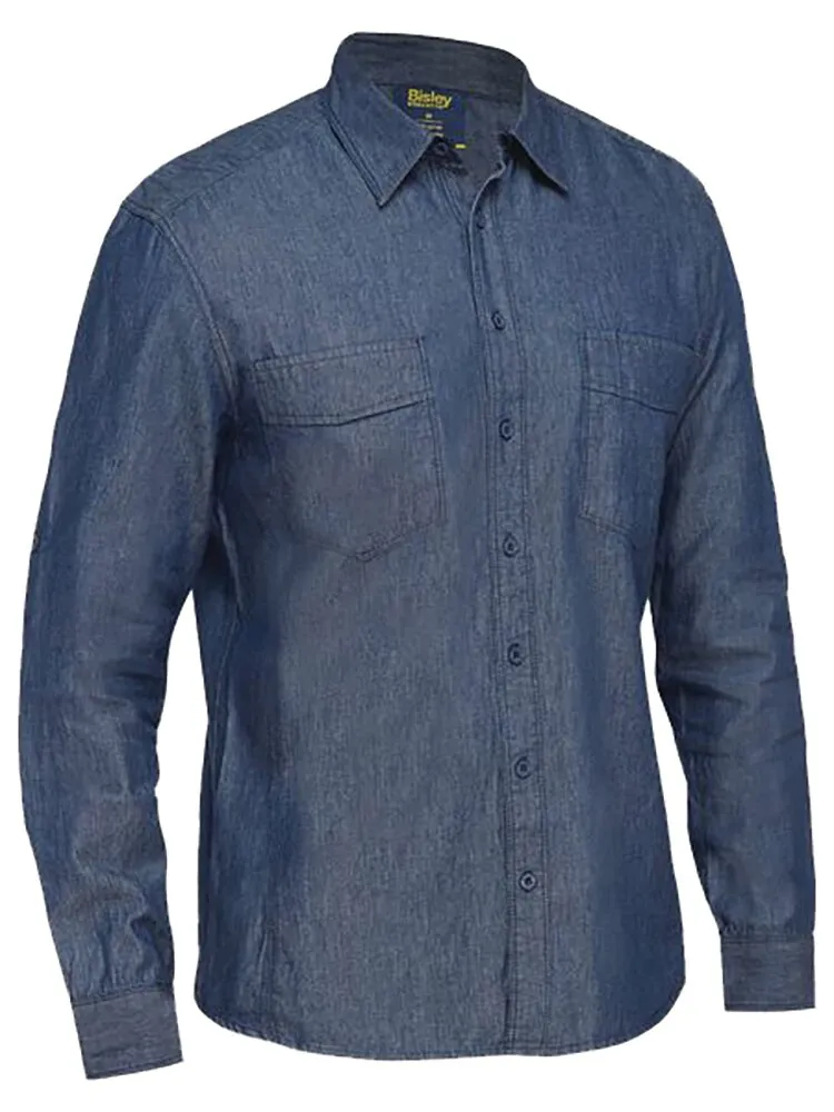 Bisley Workwear BS6602_BDAD Mens Work Shirt - Long Sleeve - 100% Cotton - Denim S