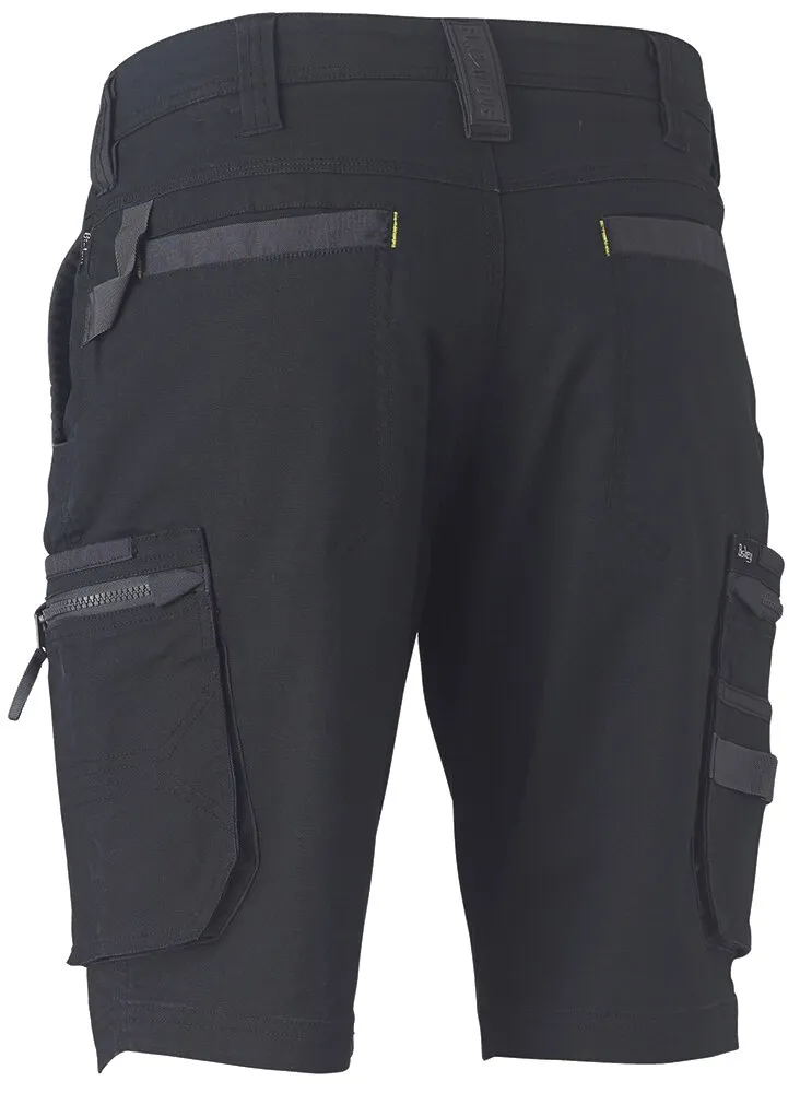 Bisley Workwear Flex & Move BSHC1330 Cargo Short - Stretch Utility - Zip - Black - 72