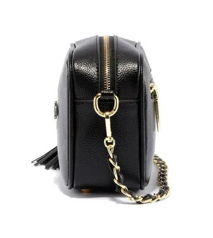 Black Gold Chain Cartoon Eyes Side Tassel Cross Body Strap Bag Handbag