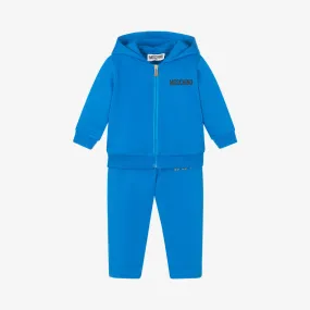 Blue Cotton Teddy Bear Logo Tracksuit