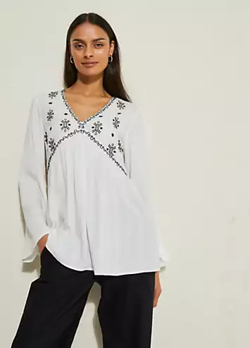 bonprix Long Sleeve Embroidered Tunic