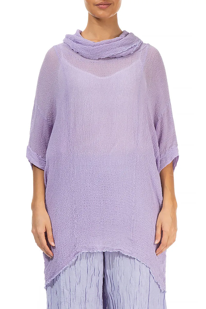 Boxy Crinkled Lilac Silk Tunic