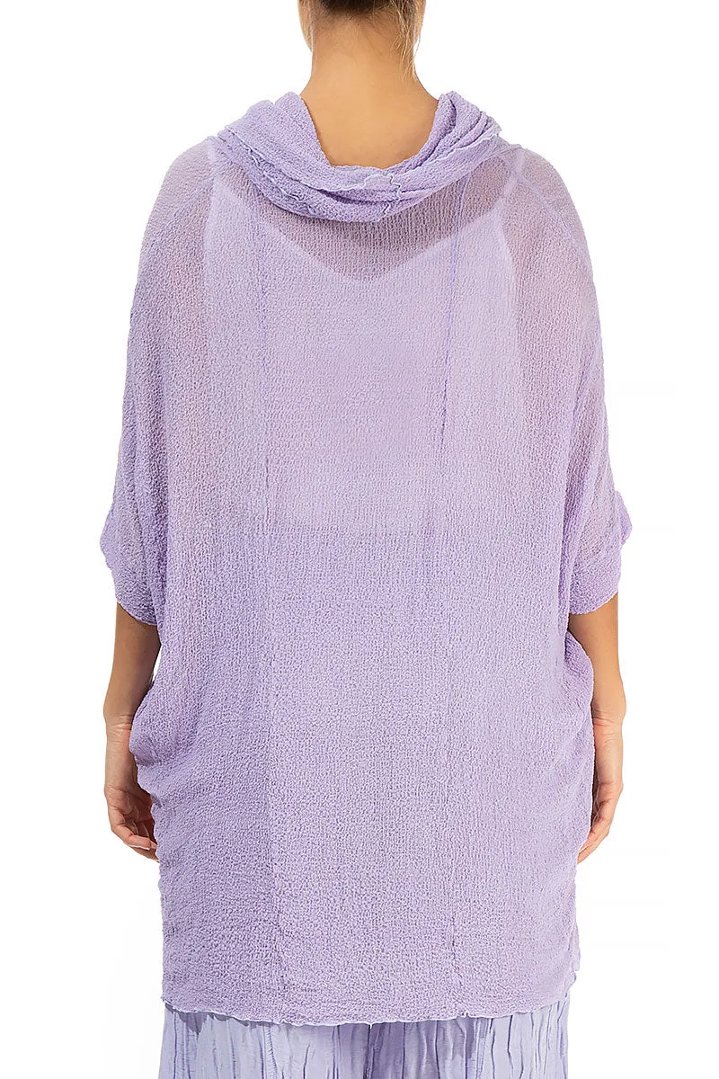 Boxy Crinkled Lilac Silk Tunic