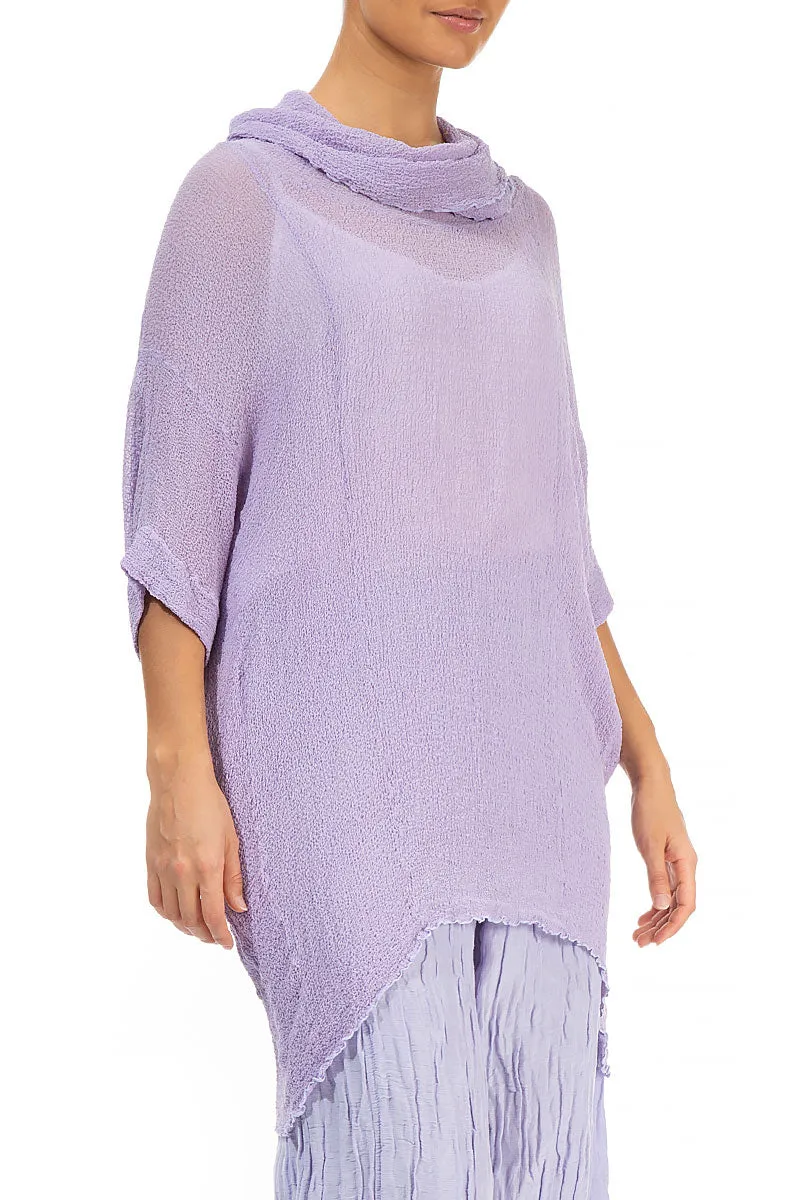 Boxy Crinkled Lilac Silk Tunic