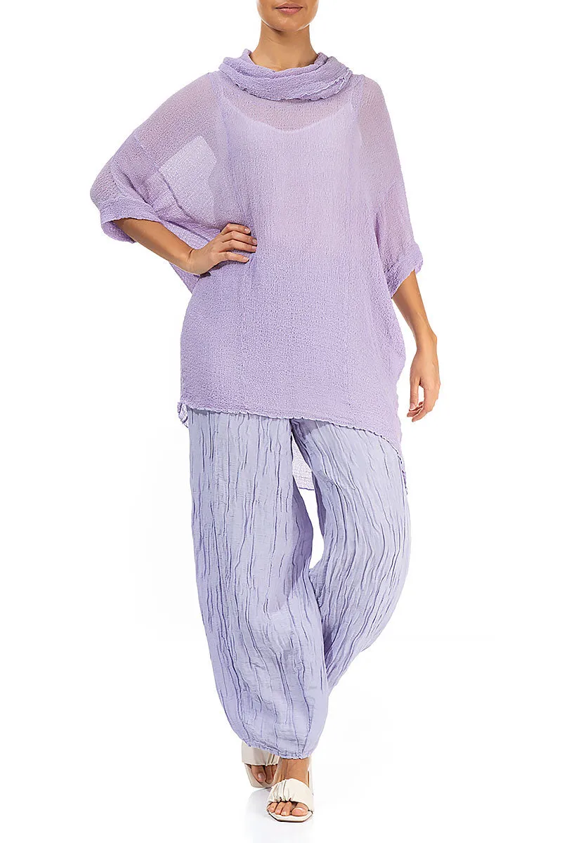 Boxy Crinkled Lilac Silk Tunic