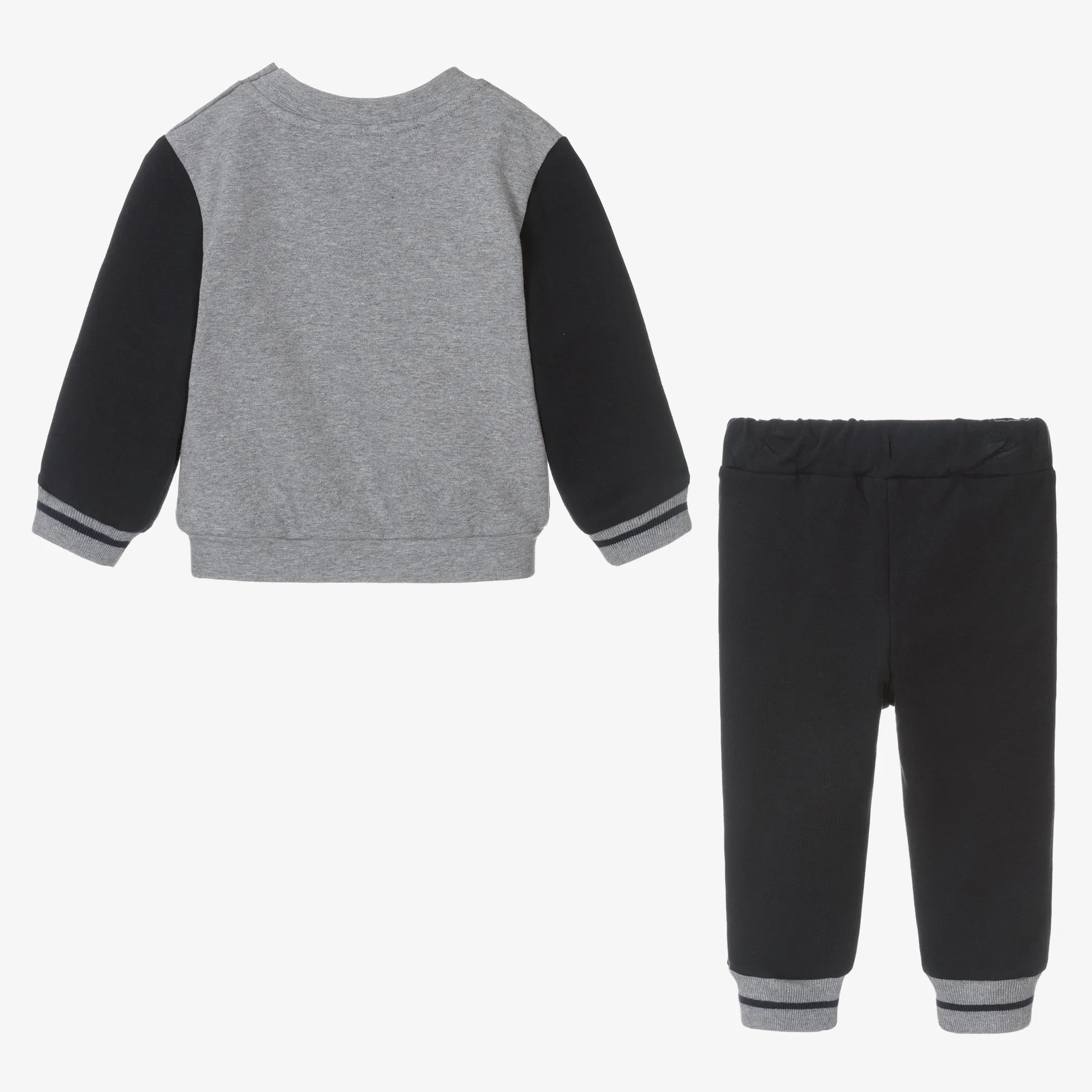 Boys Navy Blue & Grey Cotton Tracksuit