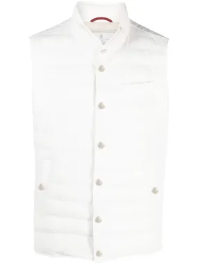 BRUNELLO CUCINELLI Men's White Padded Vest for FW23 Season