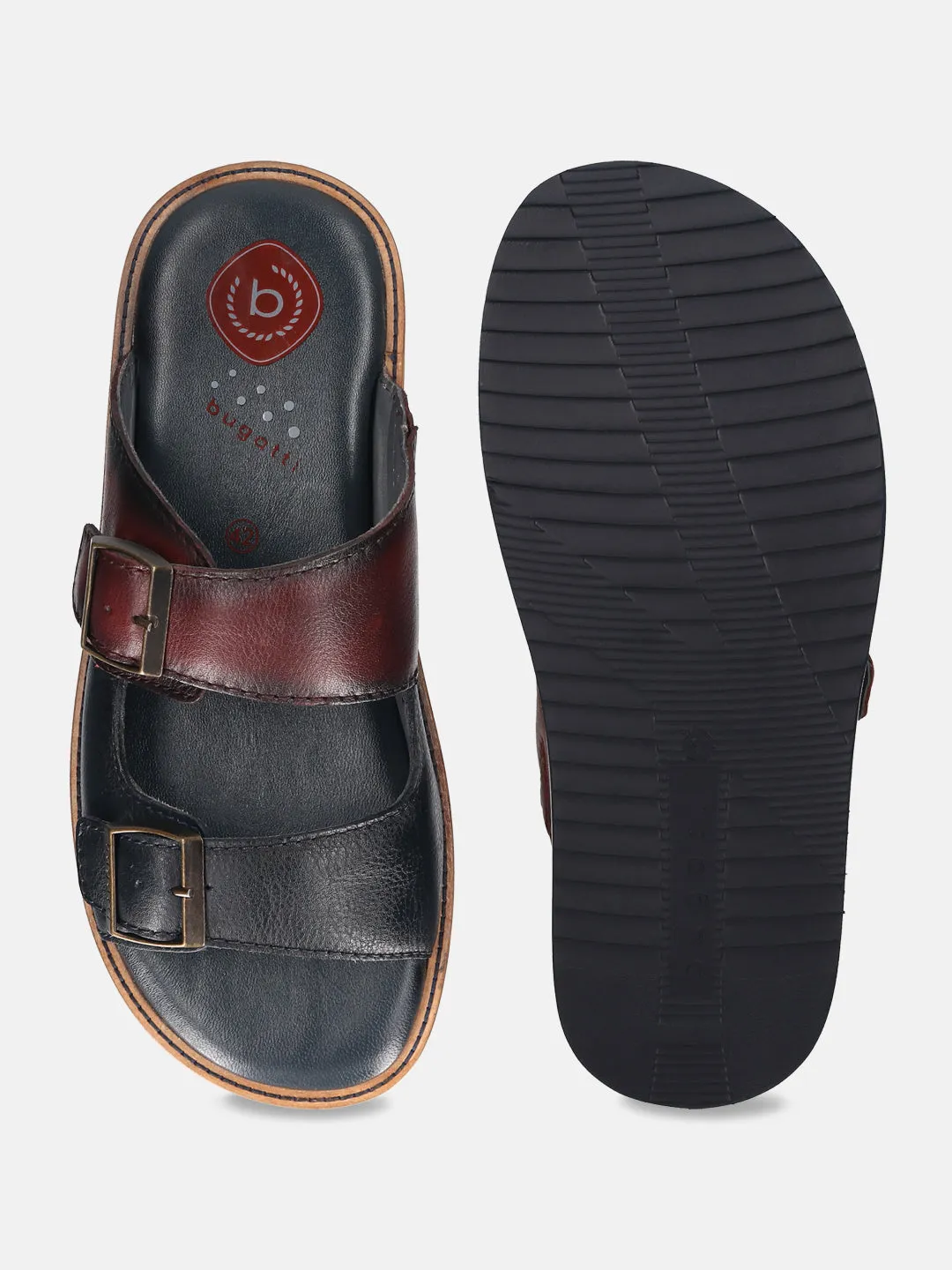 bugatti Dark Blue & Dark Red Premium Leather Sandals