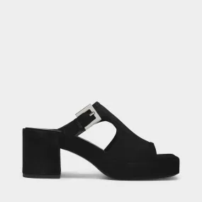 By Far  Melba Sandals in Black Suede Leather