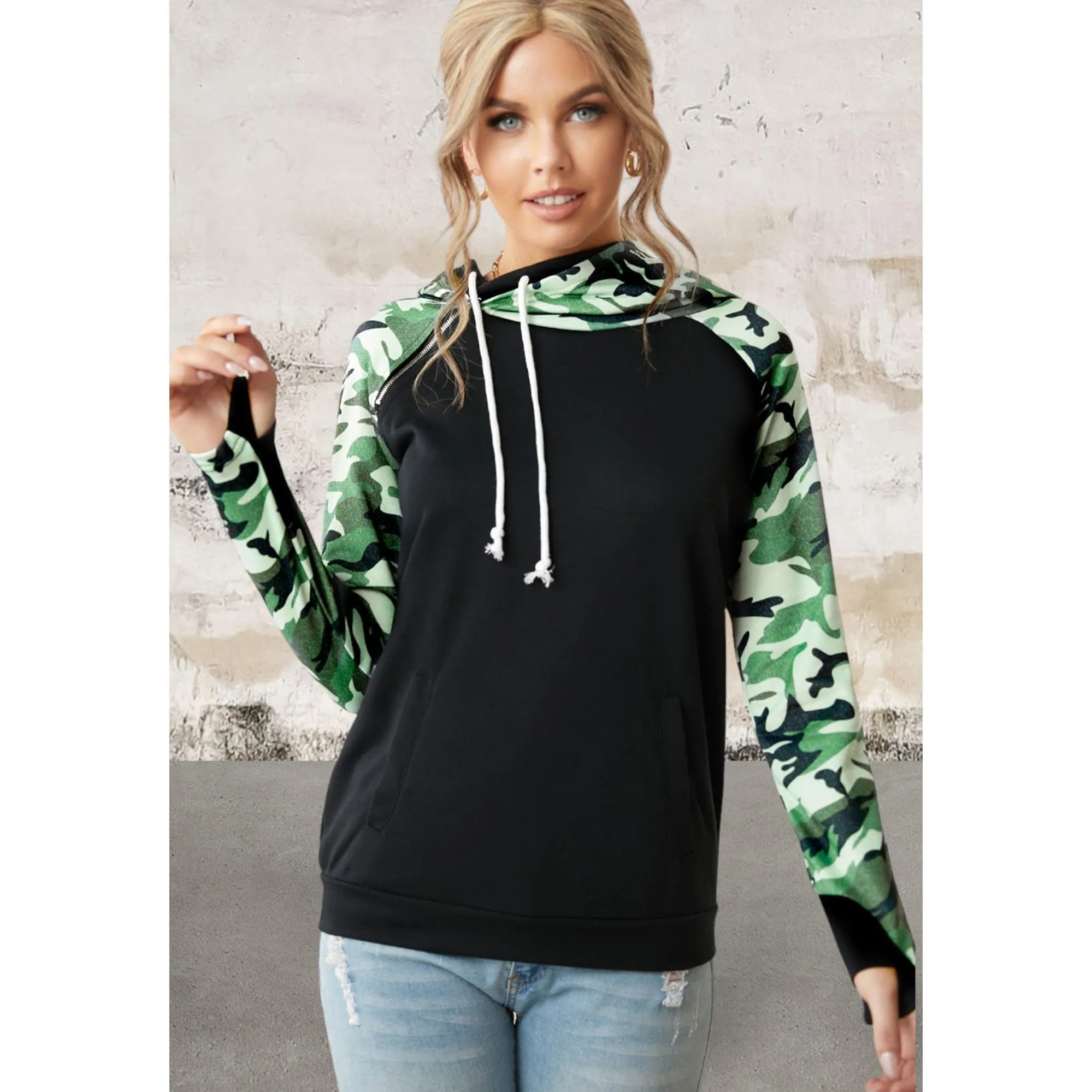 Camouflage Print Hoodie