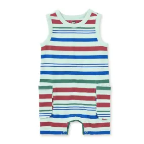 Cargo Pocket Tank Baby Romper - Garden Party - FINAL SALE