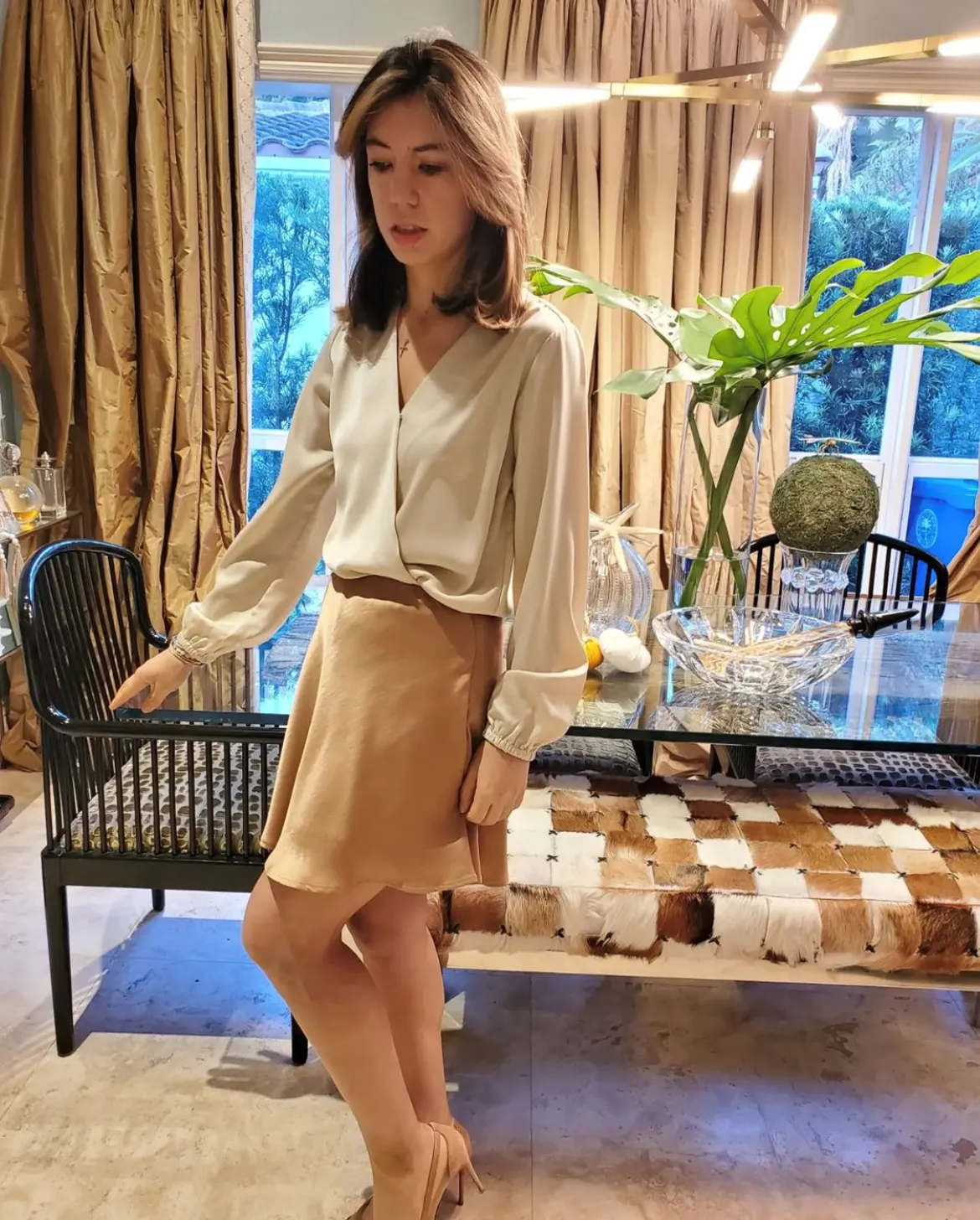 CINNAMON SATIN SKIRT