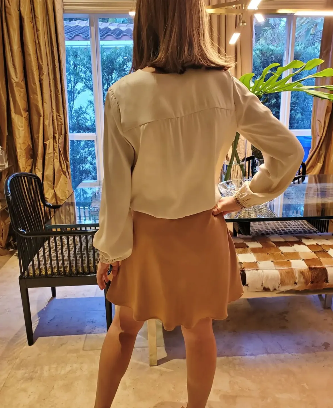 CINNAMON SATIN SKIRT