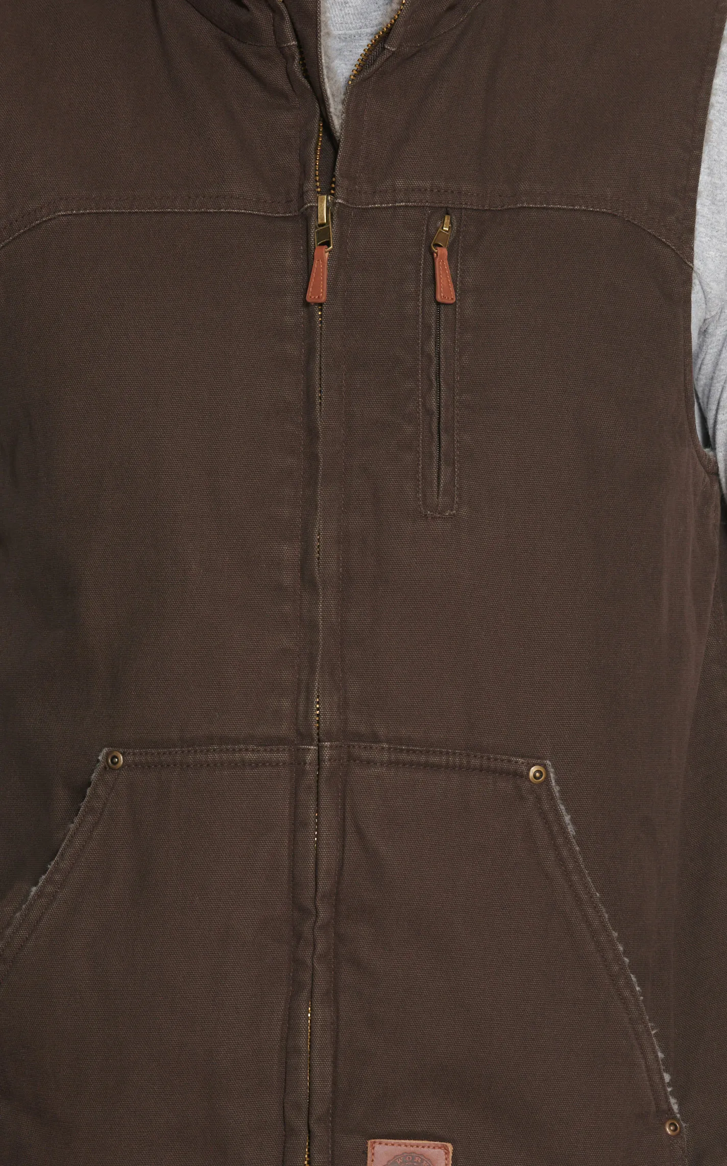 Cowboy Workwear Men's Dark Brown Sherpa Lined Canvas Vest