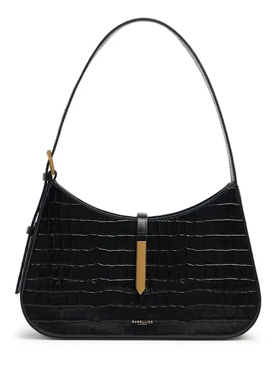 DeMellier   Tokyo croc embossed leather shoulder bag 