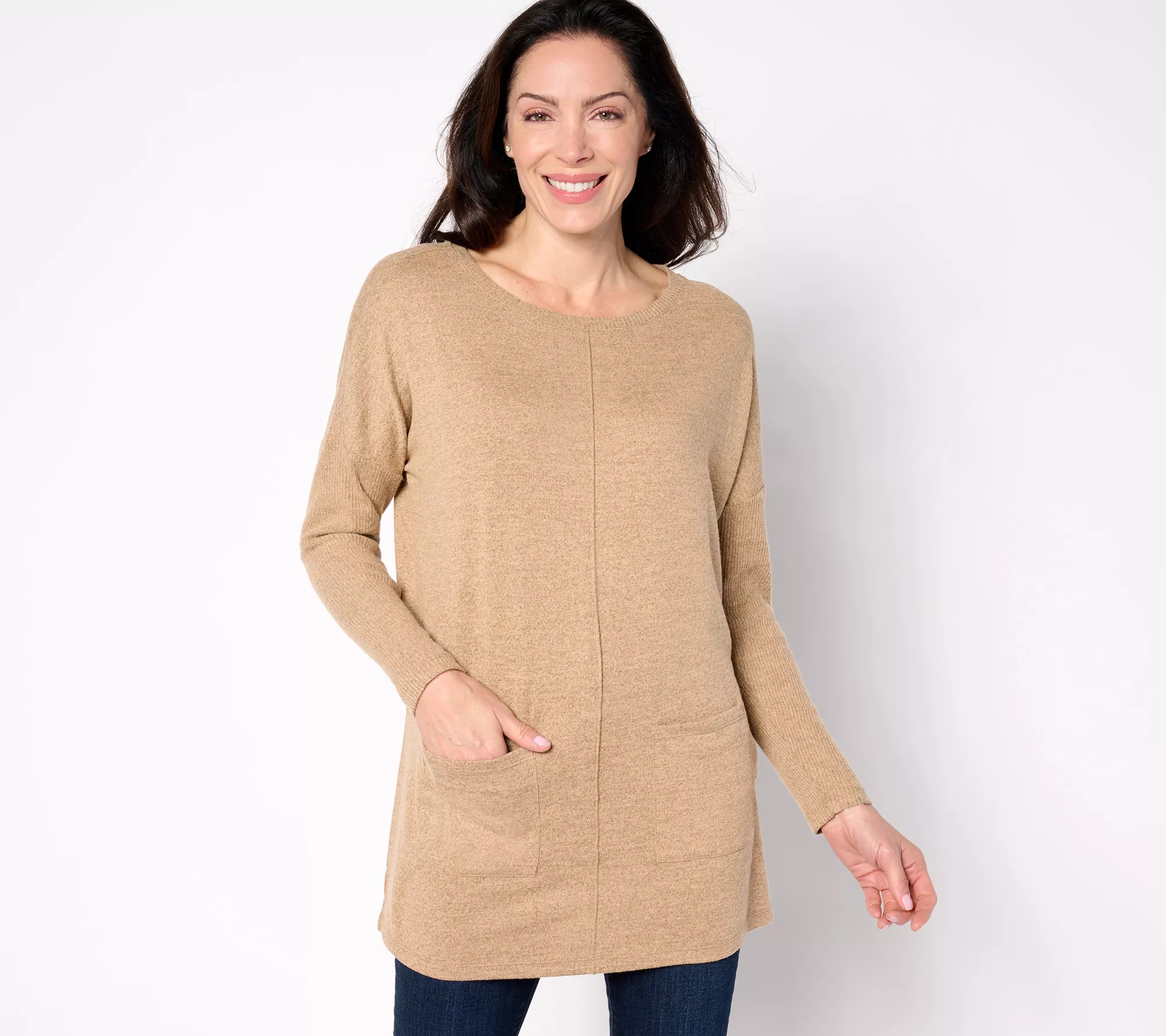 Denim & Co. Heavenly Jersey Regular Relaxed Fit Boatneck Tunic