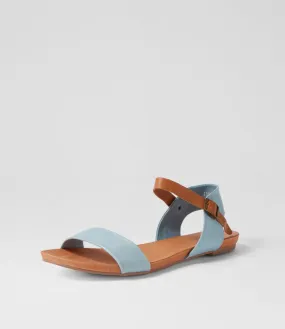 DJANGO & JULIETTE Jinnit Lrg Denim Tan Leather Sandals