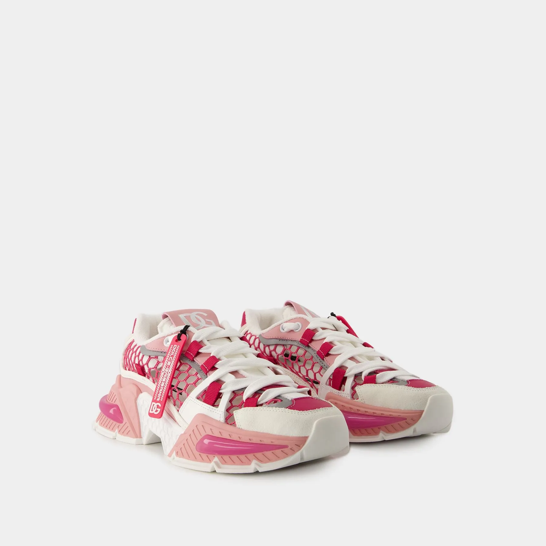 Dolce&Gabbana  Airmaster Sneakers - Dolce&Gabbana - Polyester - White/Pink