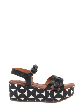 DOYKI platform sandals, black-white