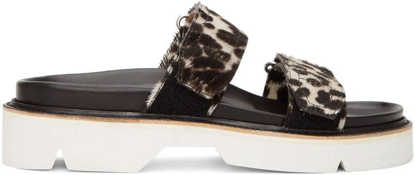 Dries Van Noten Grey & Black Cheetah Print Sandals