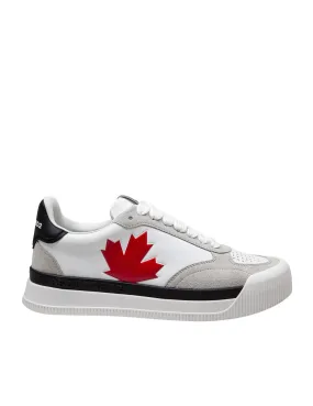 DSQUARED2 NEW JERSEY SNEAKERS IN WHITE AND RED LEATHER