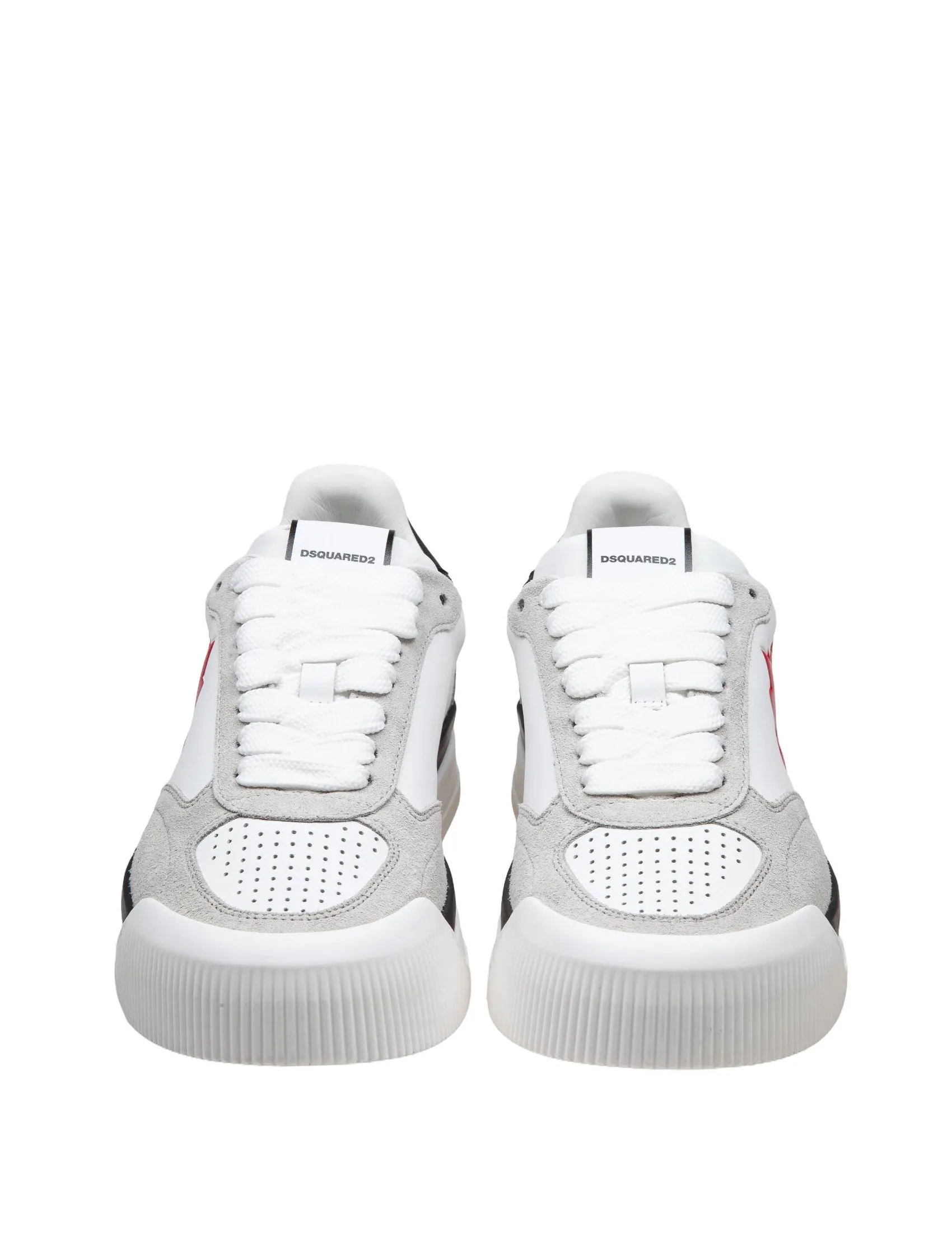 DSQUARED2 NEW JERSEY SNEAKERS IN WHITE AND RED LEATHER