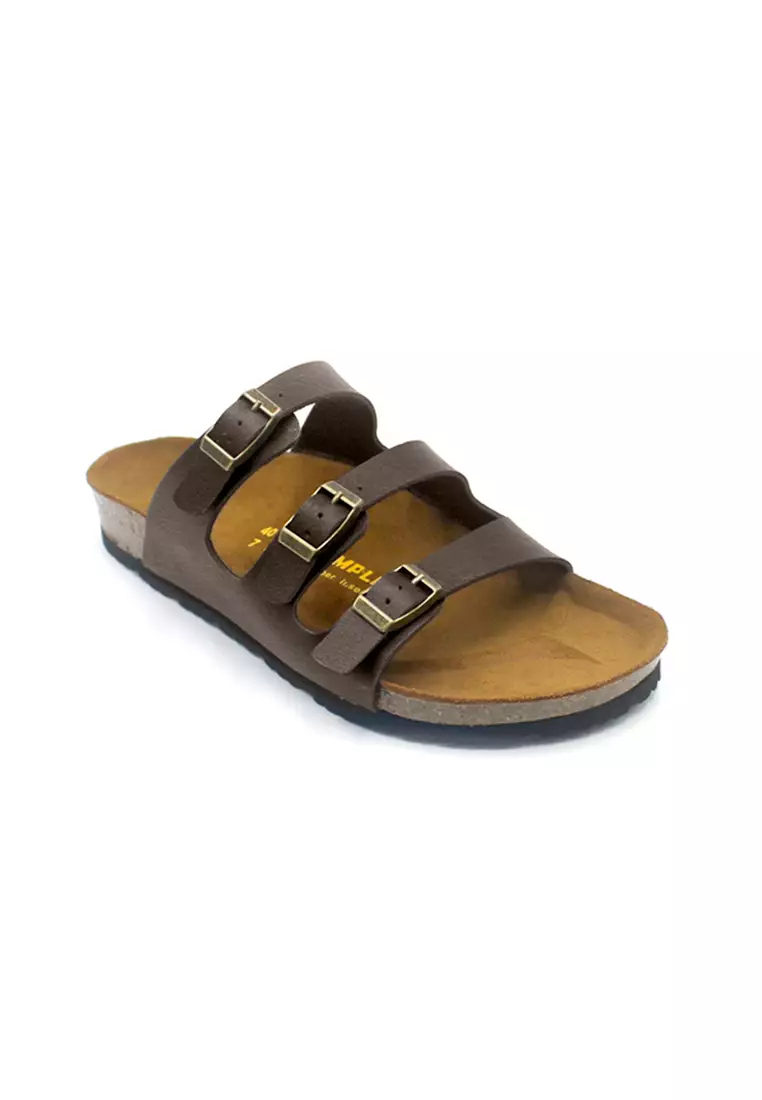 Ely - Dark Brown Leather Sandals & Flip Flops