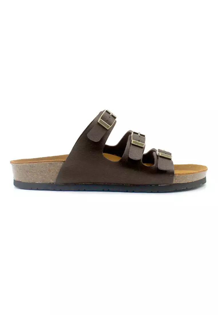 Ely - Dark Brown Leather Sandals & Flip Flops