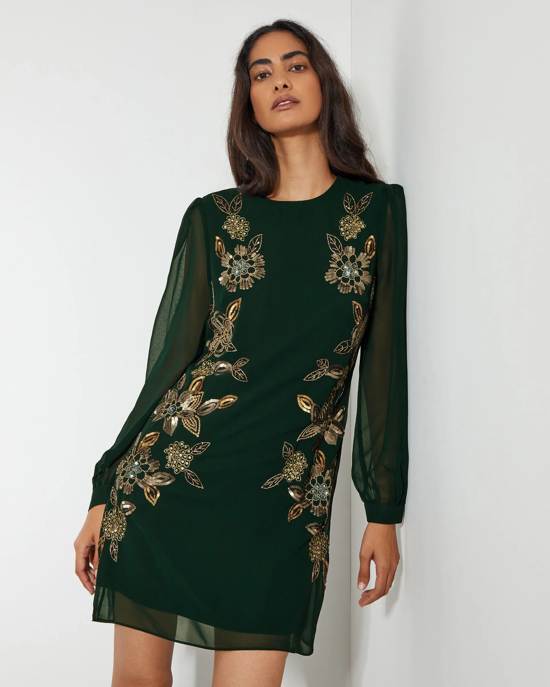 Emma Embellished Tunic Dress Green