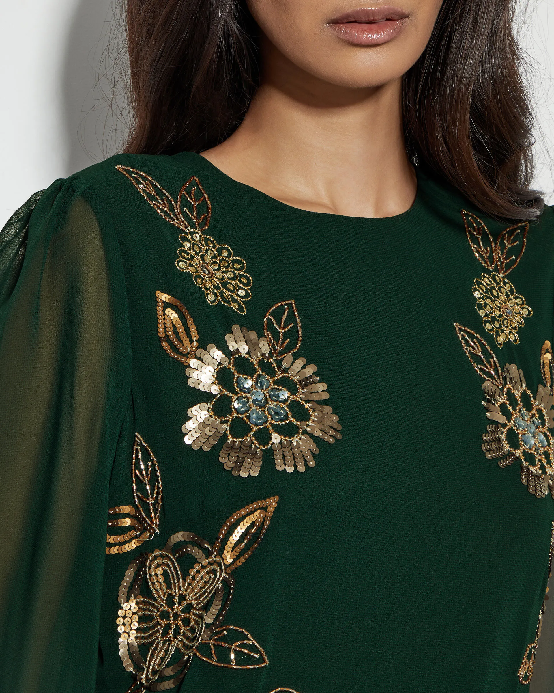 Emma Embellished Tunic Dress Green