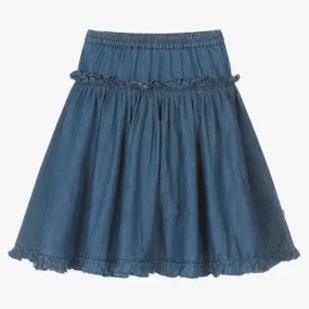 Girls Blue Chambray Skirt 