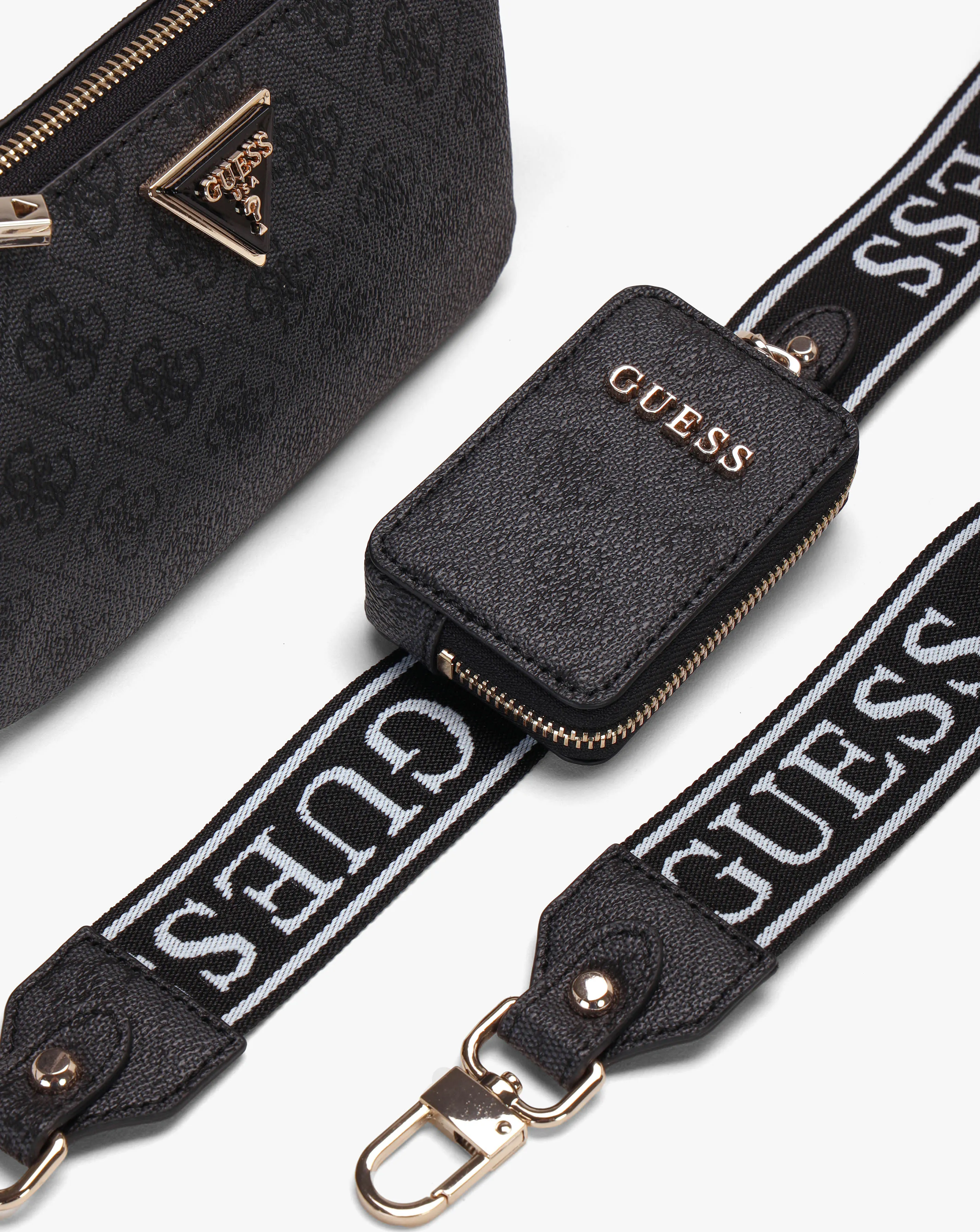 Guess Mini Latona Tri Coal Logo Top Zip Cross-Body Bag