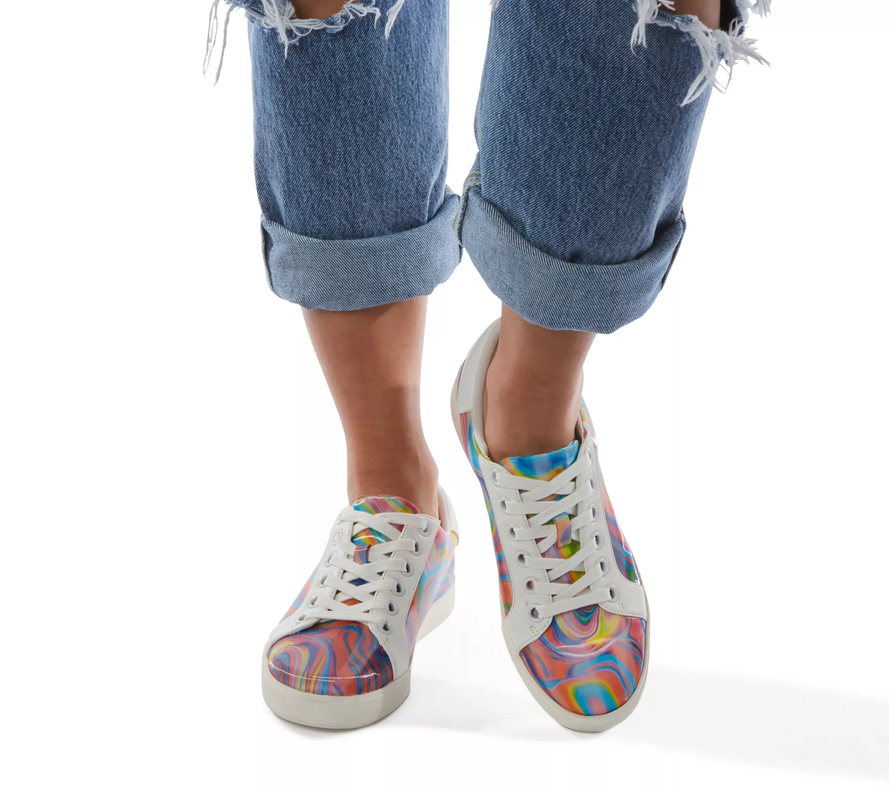 Katy Perry Holographic Lace-Up Sneakers - The Rizzo