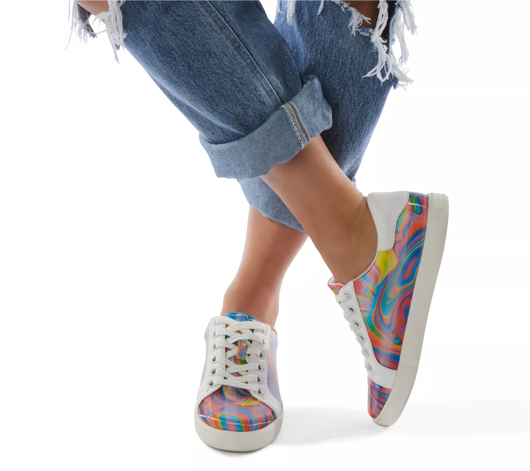 Katy Perry Holographic Lace-Up Sneakers - The Rizzo