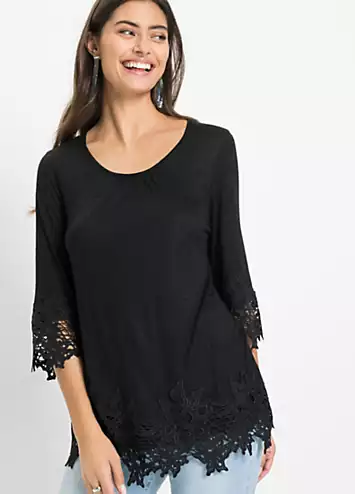 Lace Trim Tunic Top by bonprix | Look Again