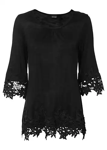 Lace Trim Tunic Top by bonprix | Look Again