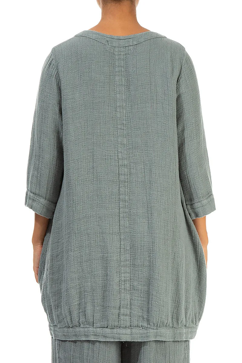 Longer Back Sage Textured Linen Tunic