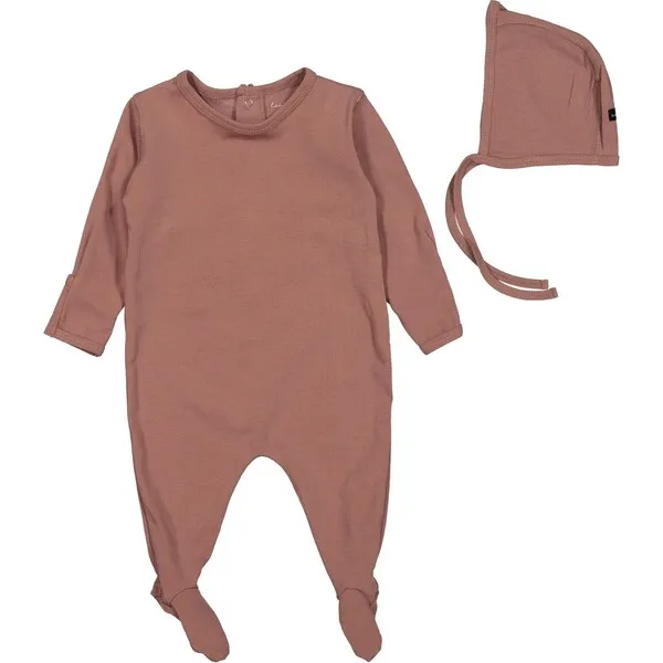 Lovely Littles Cotton Romper & Bonnet Bundle, Rosewood