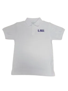 LSU Boys White Knit Polo