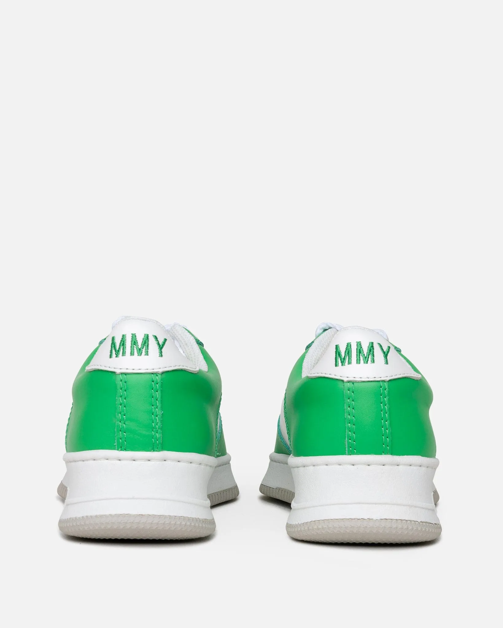 Maison Mihara Yasuhiro Pointed Leather Low Sneakers in Green/White