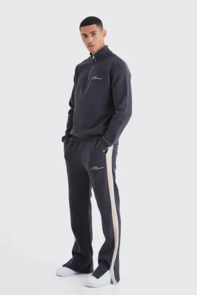 Man Signature 1/4 Zip Sweatshirt Gusset Tracksuit