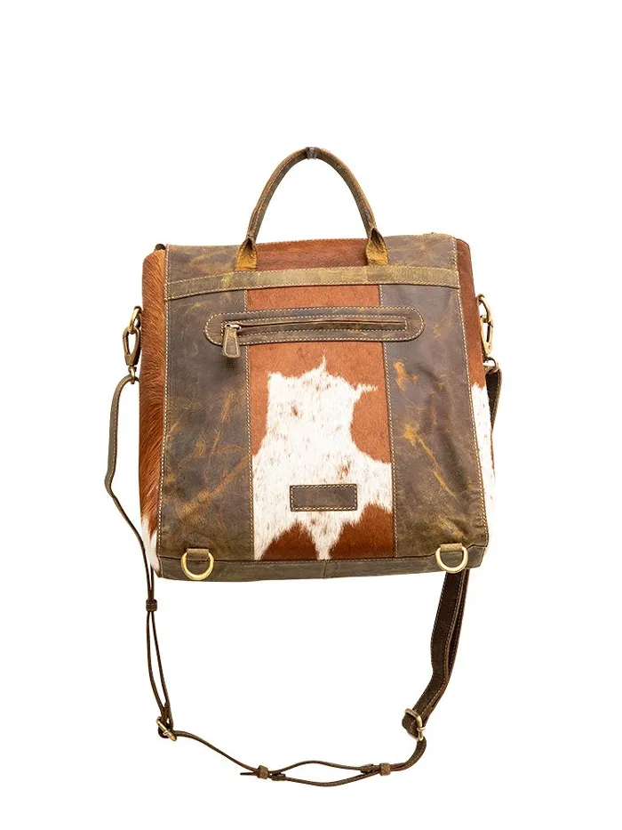 Myra Bag S-6986 Womens Bradd Leather And Hairon Bag Brown